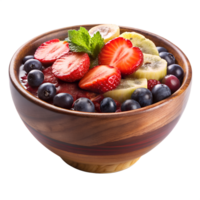 Delicious and Refreshing Acai Bowl with Strawberries Kiwi and Blueberries isolated on transparent background png