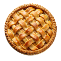 A Delicious Golden Brown Apple Pie with a Lattice Crust Perfect for Thanksgiving or Fall Dessert isolated on transparent background png