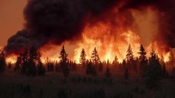 Verbrennung Wald Verwüstung Lauffeuer verbrauchen Bäume und Natur Katastrophe video