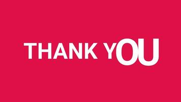 Thank you message animation on a red background video