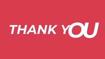 Thank you text animation on a red background video