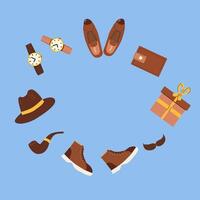 Happy father day gift set with accessories for celebration and design use vector