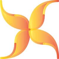 Abstract Orange and Yellow Four-Blade Symbol with Gradient Design vector