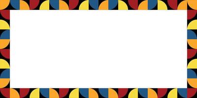 Colorful border design featuring vibrant geometric patterns of semicircles, adding a modern and artistic touch. Perfect for creative projects, presentations, invitations, or visual designs vector