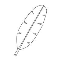 Black Outline Drawing of a Single Leaf on White Background vector