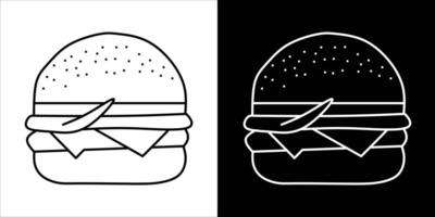 Minimalist Line Art of a Burger in Black and White Variations vector