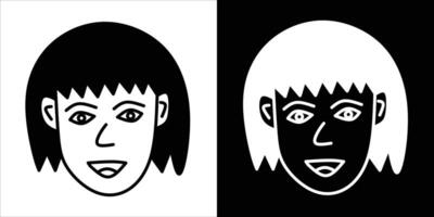 Monochrome Portrait Depicting Contrasting Expressions in Positive and Negative Styles vector