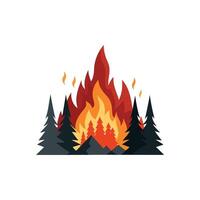 Fierce Forest Fire Dynamic Illustration Design on White Background vector
