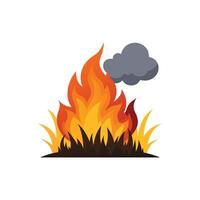 Fierce Grass Fire Dynamic Illustration Design on White Background vector