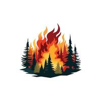 Devastating Forest Fire Illustration Design on White Background vector