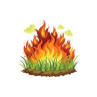 Clean Illustration of a Rapidly Spreading Grass Fire With Bright Flames And Drifting Smoke on a White Background vector