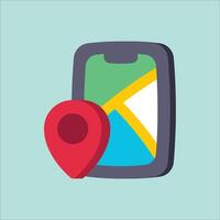 Smartphone with Map and Location Pin illustration vector