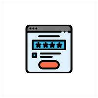 A web page with a star rating icon vector