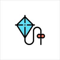 A kite icon with a blue line vector