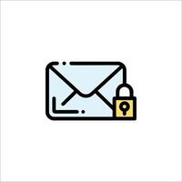Email envelope icon with padlock illustration vector