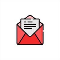 An email envelope icon with a paper inside vector