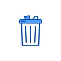 A trash can icon with a blue line vector