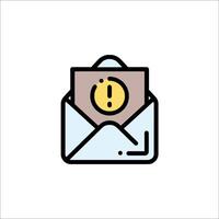An email envelope with a yellow exclamation mark inside vector