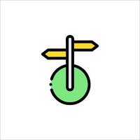 A green and yellow arrow pointing in different directions vector