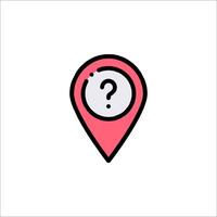 A pink pin with a question mark on it vector