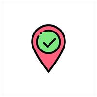 A map pointer with a tick mark on it vector