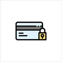 Credit card icon with lock and padlock illustration vector