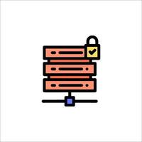 A stack of servers with a padlock icon vector