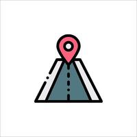 A map marker on a road with a pin pointing to it vector