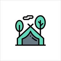A tent with trees and a sign on it vector