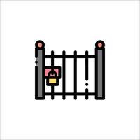 A fence with a lock icon on it vector