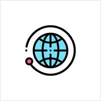 The globe icon is shown in a line style vector