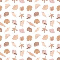 Beige undersea seamless pattern, sea shells, starfish pattern. Pattern for invitations, designs, cards in nautical style. vector