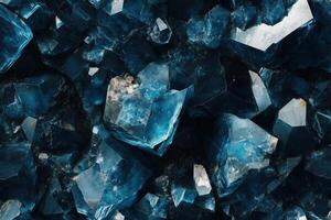 Blue crystals are shown in this photo