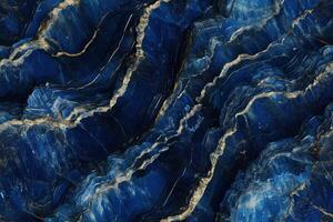 Blue marble background with gold lines photo