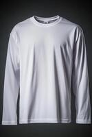 A white long sleeve shirt on a black background photo