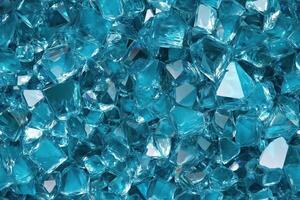 Blue glass shards are scattered on the ground photo