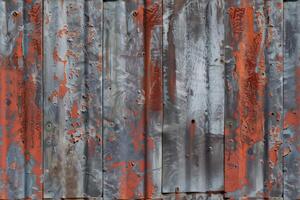 Rusty corrugated metal wall background photo