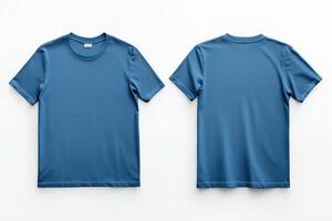 Blue t - shirt mockup on white background photo