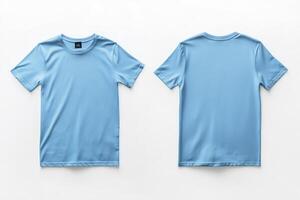 Two blue t - shirts mock mockup on white background photo