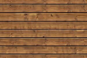 Wooden siding panel planks arranged horizontally, showcasing a rich brown color with natural wood grain patterns and knots. photo