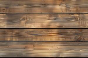 Wooden panel planks with a natural finish, showcasing grain patterns and textures. The warm tones and shadows create a rustic and inviting atmosphere. photo