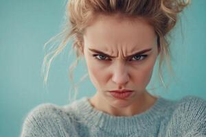 A woman with an angry expression photo