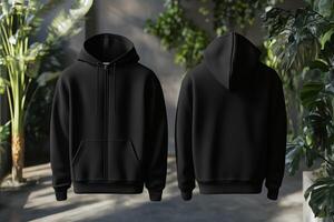 Two black hoodies mockup mockup photo