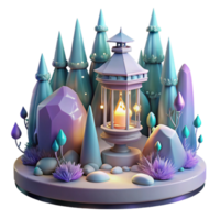 wonderful modern Dreamlike Forest with Floating Lanterns Isolated for Fantasy Illustrations original png