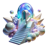 serene contemporary Dreamlike Staircase Sky Transparent Surreal Dreamscape original png