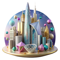 beautiful classic Dubai Skyline Luxury Architecture Cutout for Modern Design high quality png