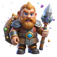 stunning traditional Dwarf Warrior with Axe Transparent for Rpg Game Assets png
