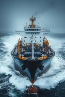 A large cargo ship in the ocean photo