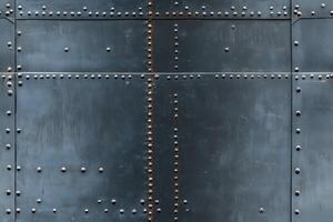 A close up of a metal door with rivets photo
