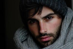 un hombre con un barba y un gorro foto